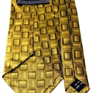 Mens Gold Black 7 fold tie Silk Necktie Handmade Bright Bold Executive Business